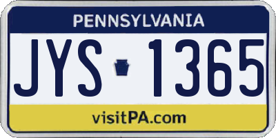 PA license plate JYS1365