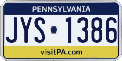 PA license plate JYS1386