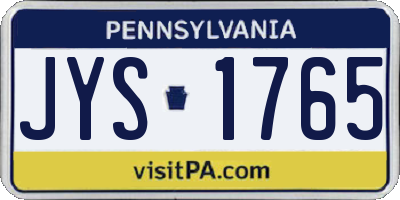 PA license plate JYS1765