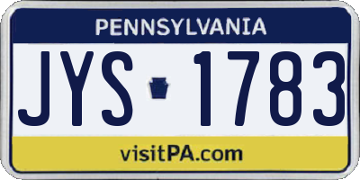 PA license plate JYS1783
