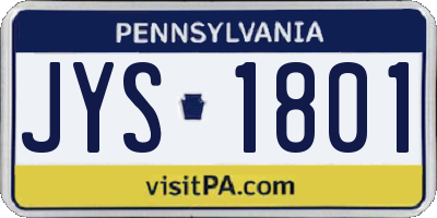 PA license plate JYS1801