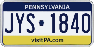 PA license plate JYS1840