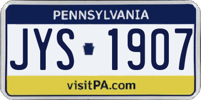 PA license plate JYS1907