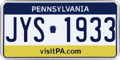 PA license plate JYS1933