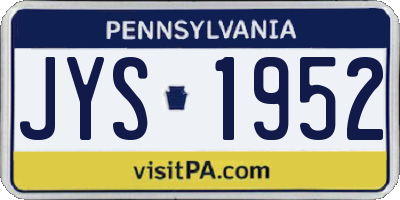 PA license plate JYS1952