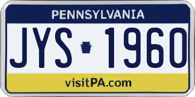 PA license plate JYS1960