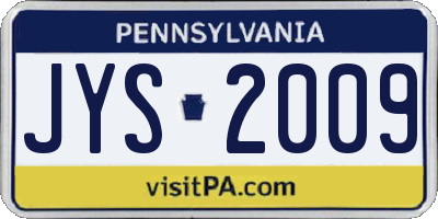 PA license plate JYS2009