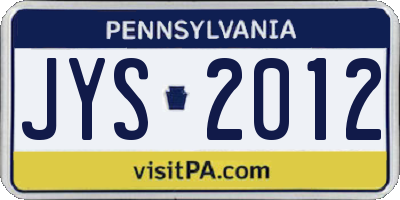 PA license plate JYS2012