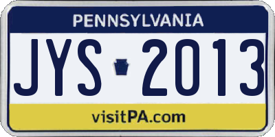 PA license plate JYS2013