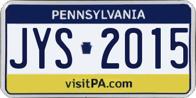 PA license plate JYS2015