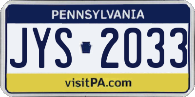 PA license plate JYS2033