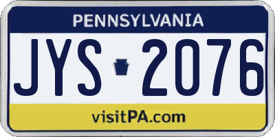 PA license plate JYS2076