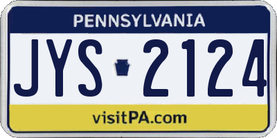 PA license plate JYS2124