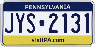 PA license plate JYS2131