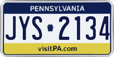 PA license plate JYS2134