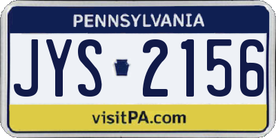 PA license plate JYS2156