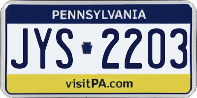 PA license plate JYS2203