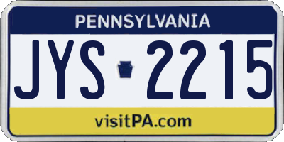 PA license plate JYS2215