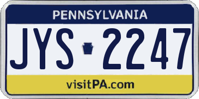 PA license plate JYS2247