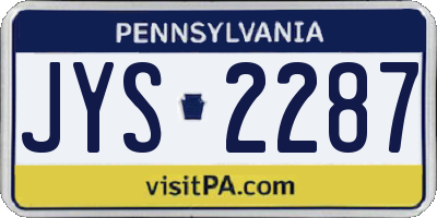PA license plate JYS2287