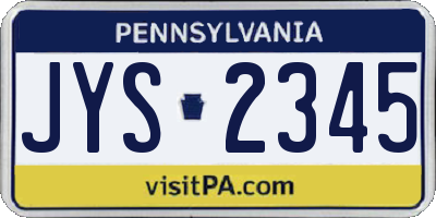 PA license plate JYS2345