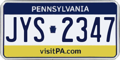 PA license plate JYS2347
