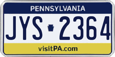 PA license plate JYS2364
