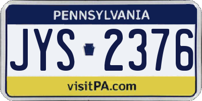 PA license plate JYS2376