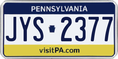 PA license plate JYS2377