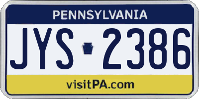 PA license plate JYS2386