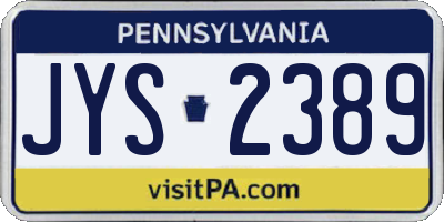 PA license plate JYS2389