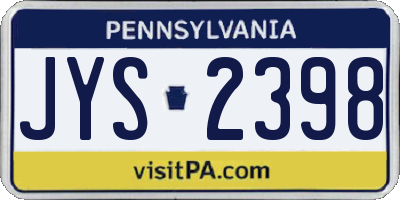 PA license plate JYS2398