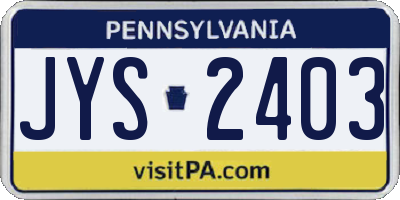 PA license plate JYS2403