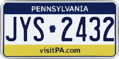 PA license plate JYS2432