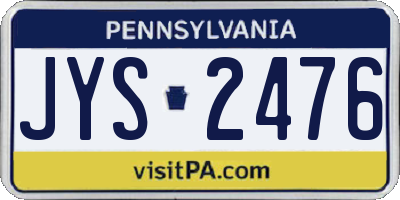 PA license plate JYS2476