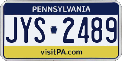 PA license plate JYS2489