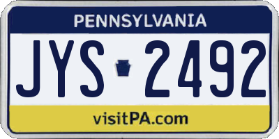 PA license plate JYS2492