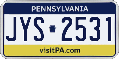 PA license plate JYS2531