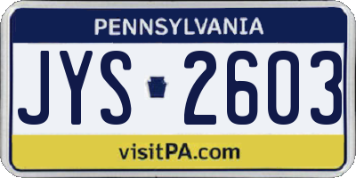 PA license plate JYS2603