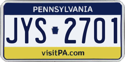 PA license plate JYS2701