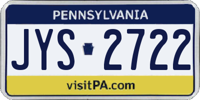 PA license plate JYS2722
