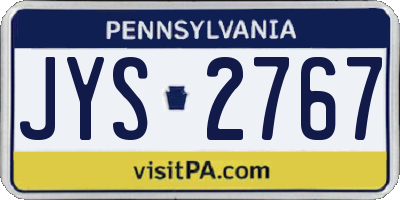 PA license plate JYS2767