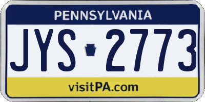 PA license plate JYS2773