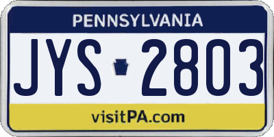 PA license plate JYS2803