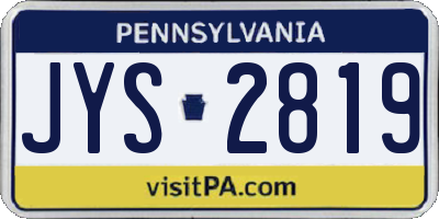 PA license plate JYS2819