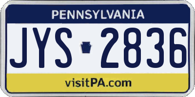 PA license plate JYS2836