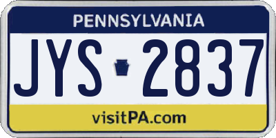 PA license plate JYS2837