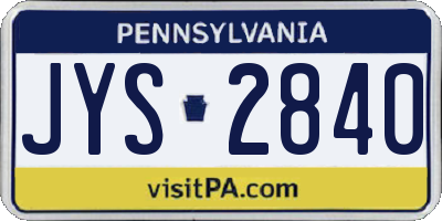 PA license plate JYS2840
