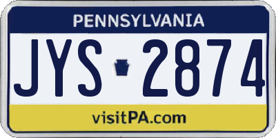 PA license plate JYS2874