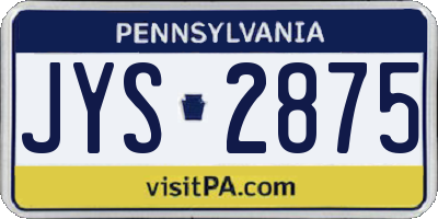 PA license plate JYS2875